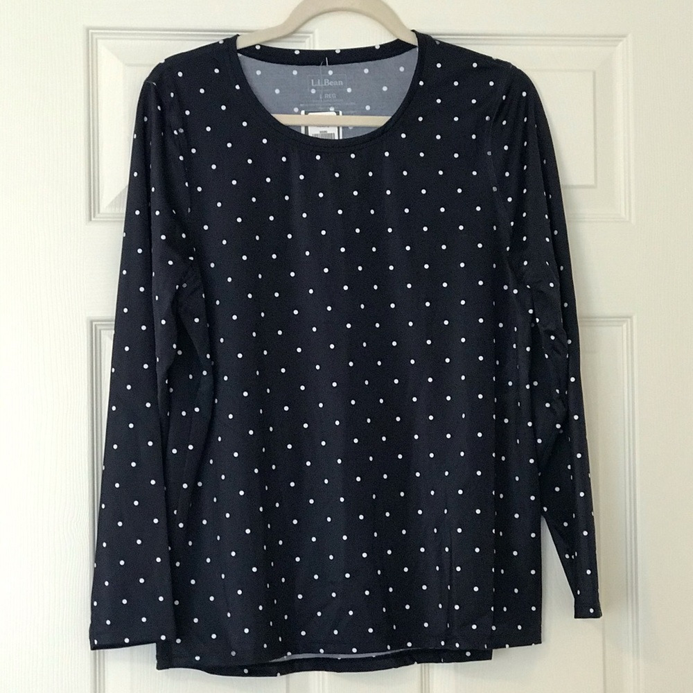 🌟HP🌟NWT LL Bean Navy/White Polka Dot Print Rash Guard